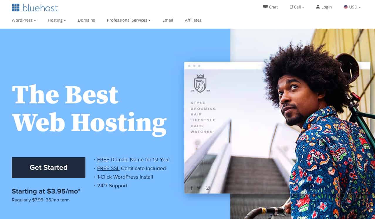 bluehost website homepage